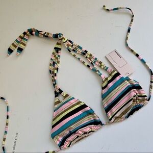 Volcom String Bikini nwt Striped Top